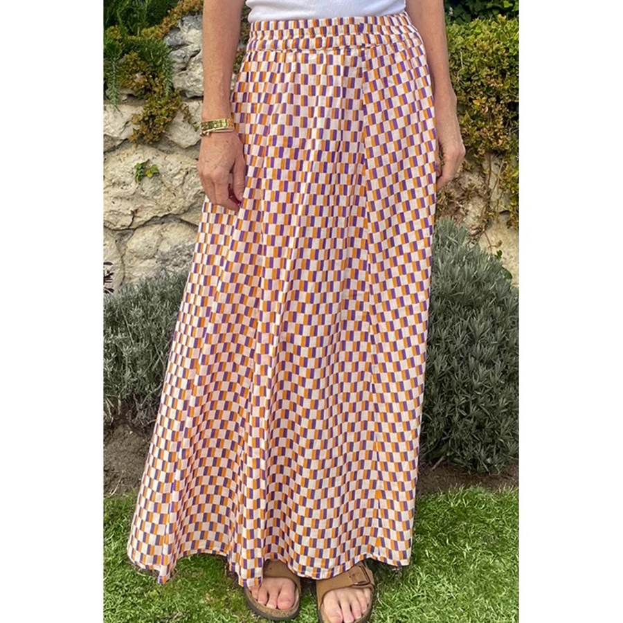 "LOUIS LOUISE Women's Geometric Cotton Skirt - Duchesse Veil Design"