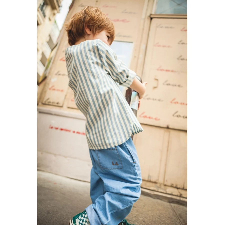 "LOUIS LOUISE Boys' Striped Shirt - Big Stripe Oncle Style"