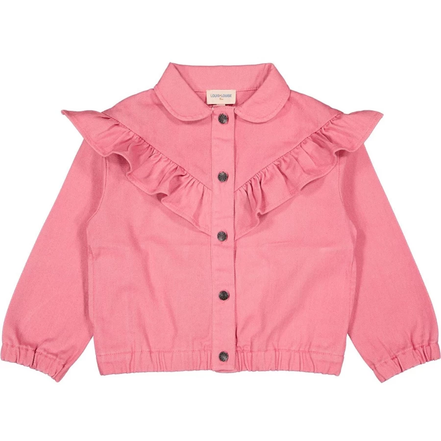 LOUISE LOUISE Girls' Selma Dyed Denim Jacket - Washed Blue Distressed Stylish Coat for Teens
